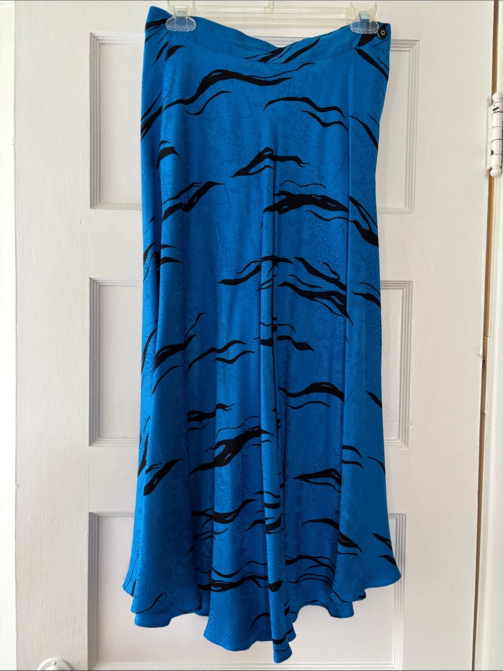 Disegna Per Jon Benni Silk Blue Wave-Print A-Line Women's Skirt Size 6